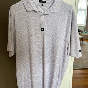 Bad Birdie Geometric Lavender and White Polo Shirt